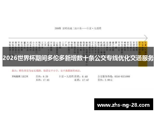 2026世界杯期间多伦多新增数十条公交专线优化交通服务